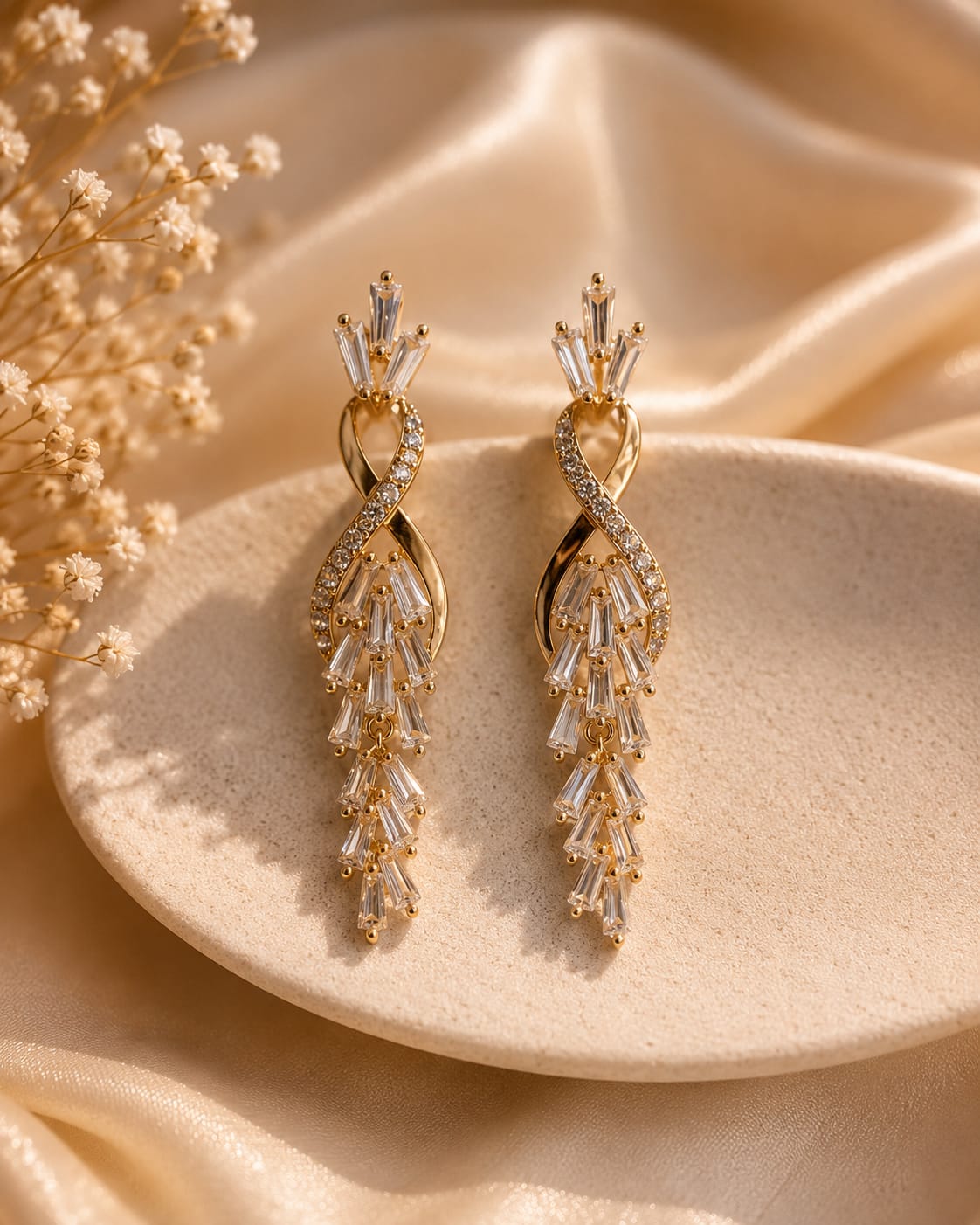 Infinity Baguette Chandelier Earrings