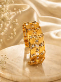 Golden Bloom Crystal Cuff Bracelet