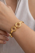 Duo Circle Crystal Open Cuff Bracelet