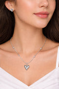 Puffy Heart Silver Jewellery Set (Necklace + Earrings)