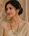 Aqua Mist Oxidised Silver Necklace & Earring Set
