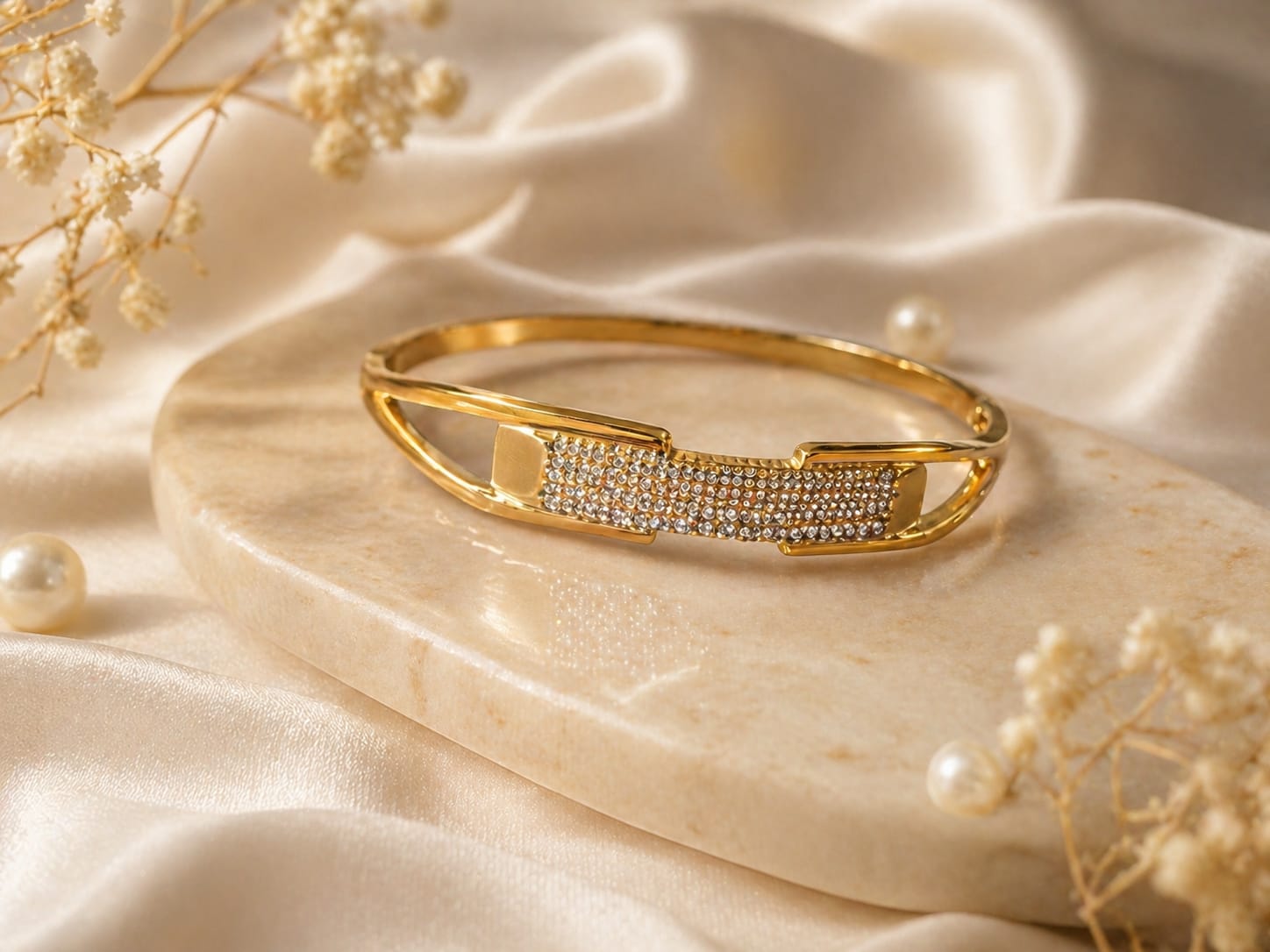 Crystal Pave Bar Bangle Cuff
