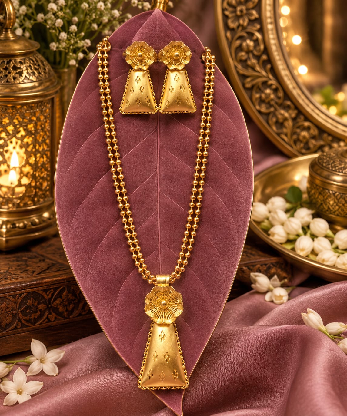 Turkish Gold Bead Pendant Set