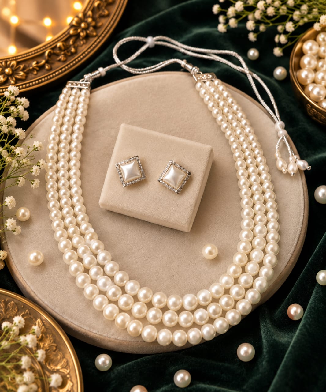 Multi-Strand Pearl Necklace Set